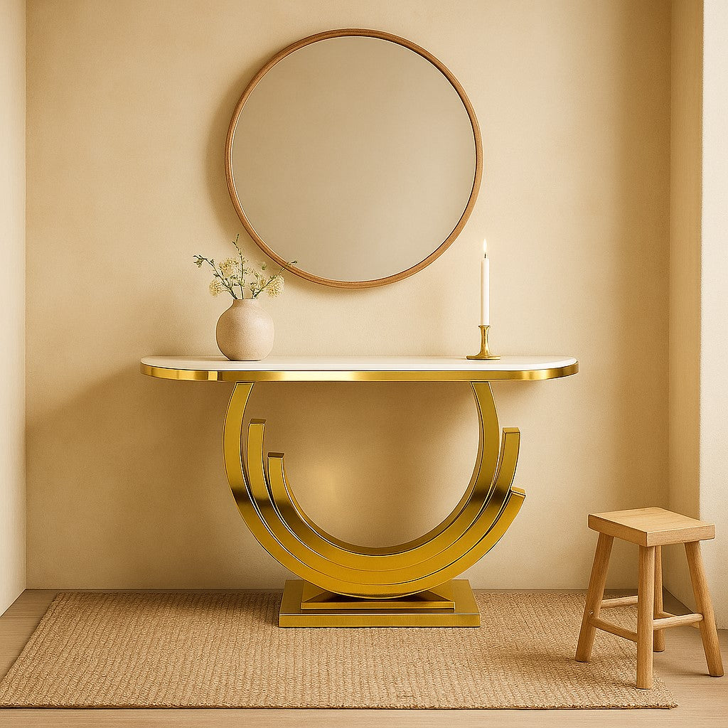 Half Moon Golden PVD Console Table