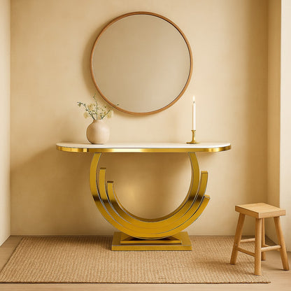Half Moon Golden PVD Console Table