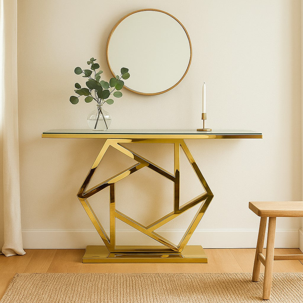 Luxurious PVD Console Table in Modern Pattern
