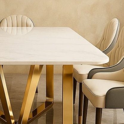 Modern PVD Gold Dining Table with Marble Top
