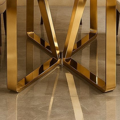 Modern PVD Gold Dining Table with Marble Top