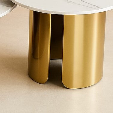 Luxury Round Nesting Table Set of 2 with Marble Top & Golden PVD Base