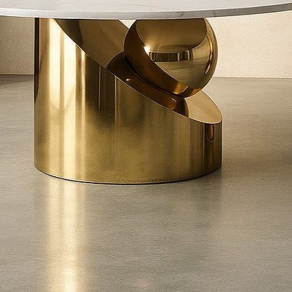 Artistic Round Marble Top Golden PVD Nesting Table Set of 2 – Modern Designer Coffee Tables