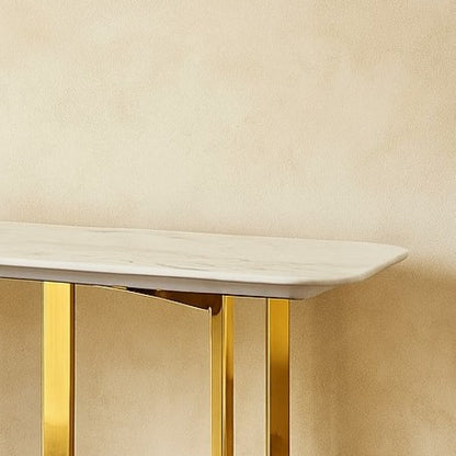 Stainless Steel PVD Console Table with Composite Marble Top for Entryway & Living Room