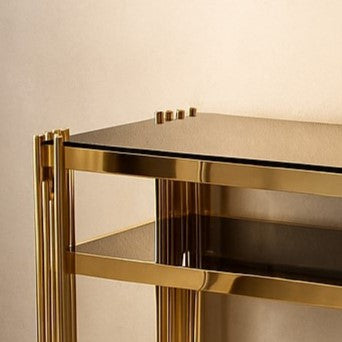 Two Tier Premium PVD Finish Console Table with Marble Top
