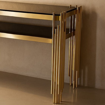 Two Tier Premium PVD Finish Console Table with Marble Top