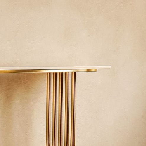 U-Shape Stainless Steel PVD Console Table with White Marble Top