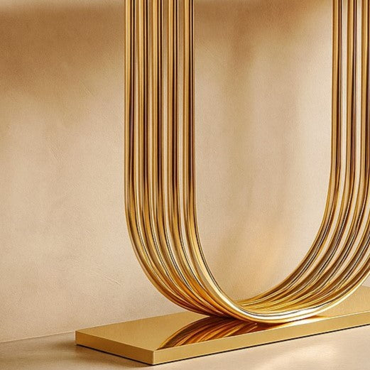 U-Shape Stainless Steel PVD Console Table with White Marble Top