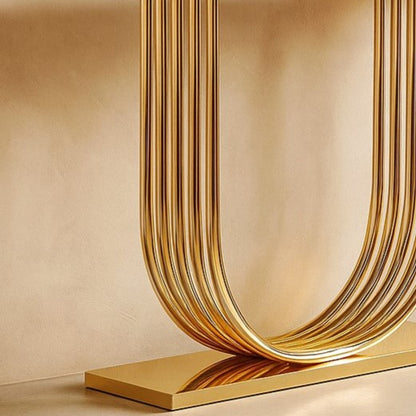 U-Shape Stainless Steel PVD Console Table with White Marble Top