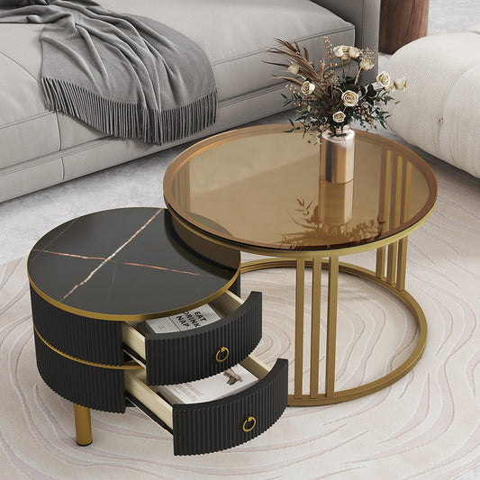 Coffee Nesting Table Set of 2 with Drawers – Stylish Storage for Modern Living