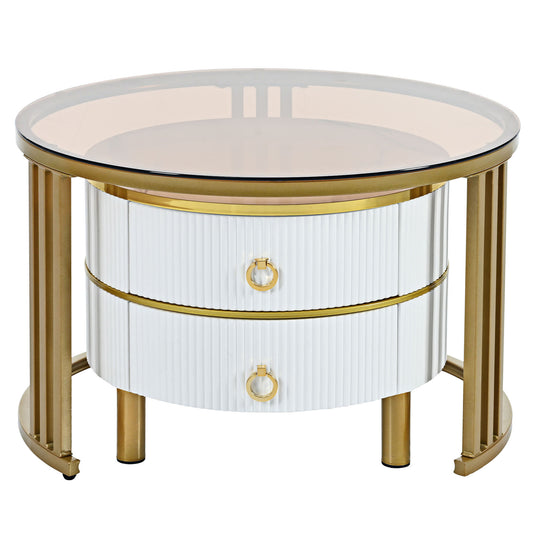 Coffee Nesting Table Set of 2 with 2 Drawers – Sleek Design and Practical Storage