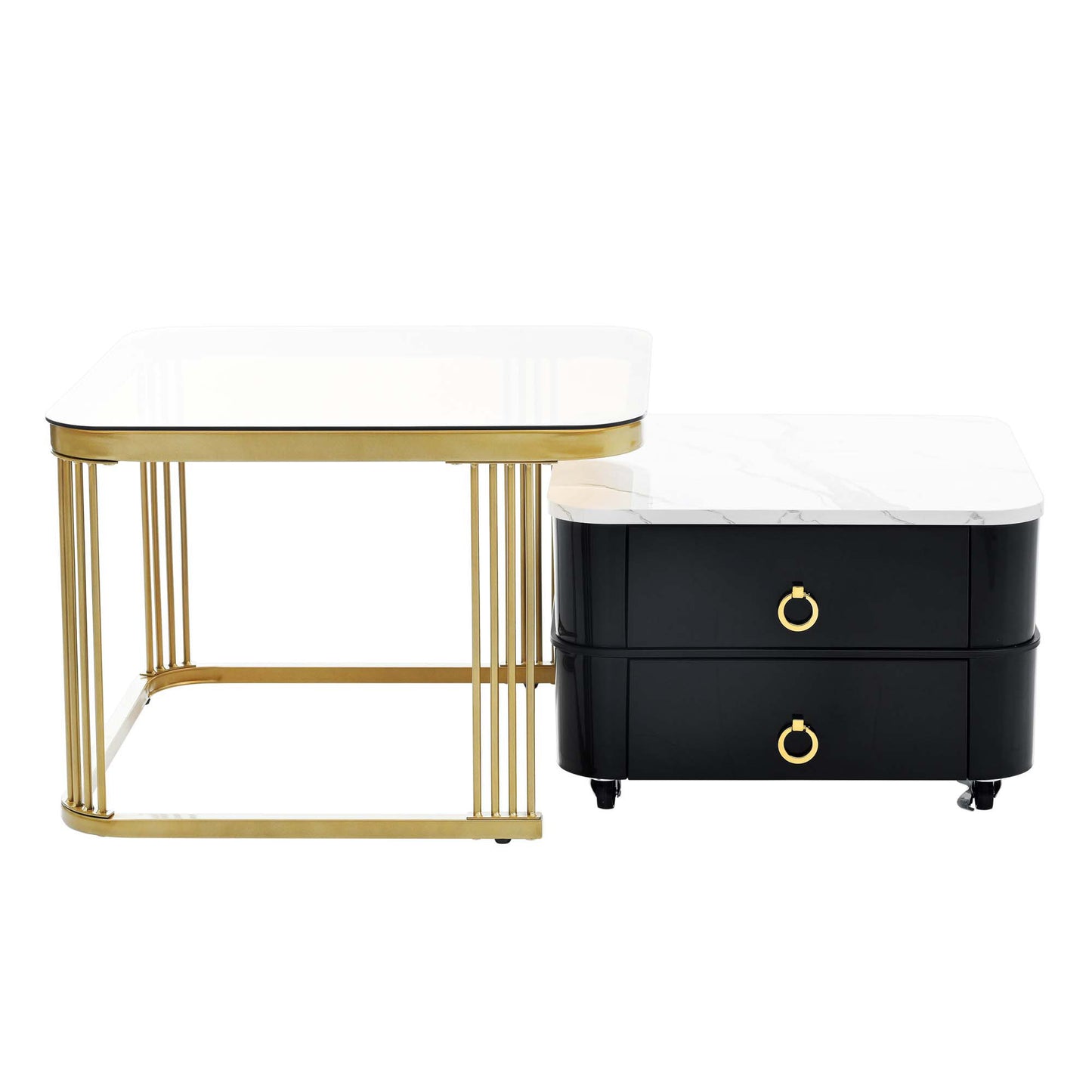 High Gloss Square Nesting Coffee Table Set of 2 – Contemporary Elegance for Your Home