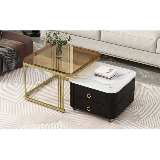 High Gloss Square Nesting Coffee Table Set of 2 – Contemporary Elegance for Your Home