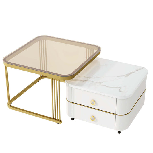 Square Nesting Coffee Table Set of 2 – Elegant and Space-Saving Modern Design