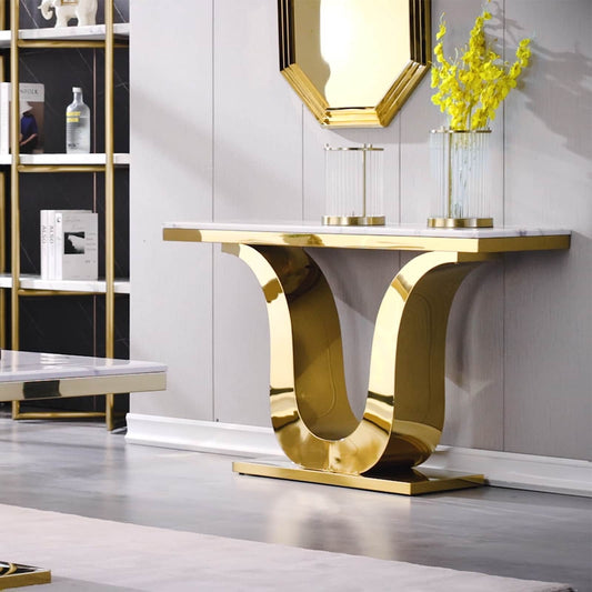 Architectural Elegance: Luxury Console Table with Metal Base