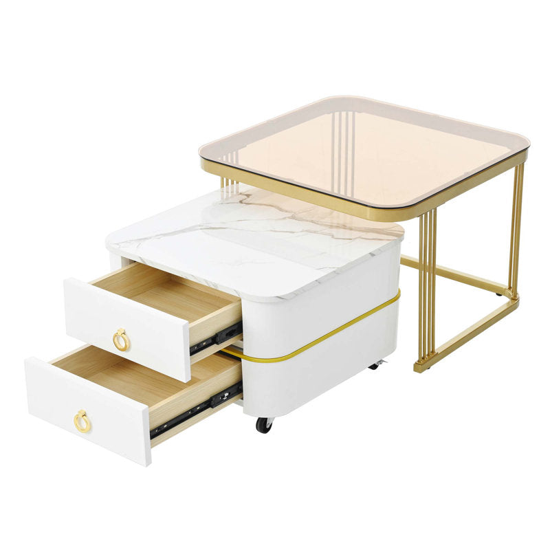 Square Nesting Coffee Table Set of 2 – Elegant and Space-Saving Modern Design