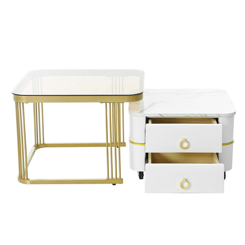 Square Nesting Coffee Table Set of 2 – Elegant and Space-Saving Modern Design