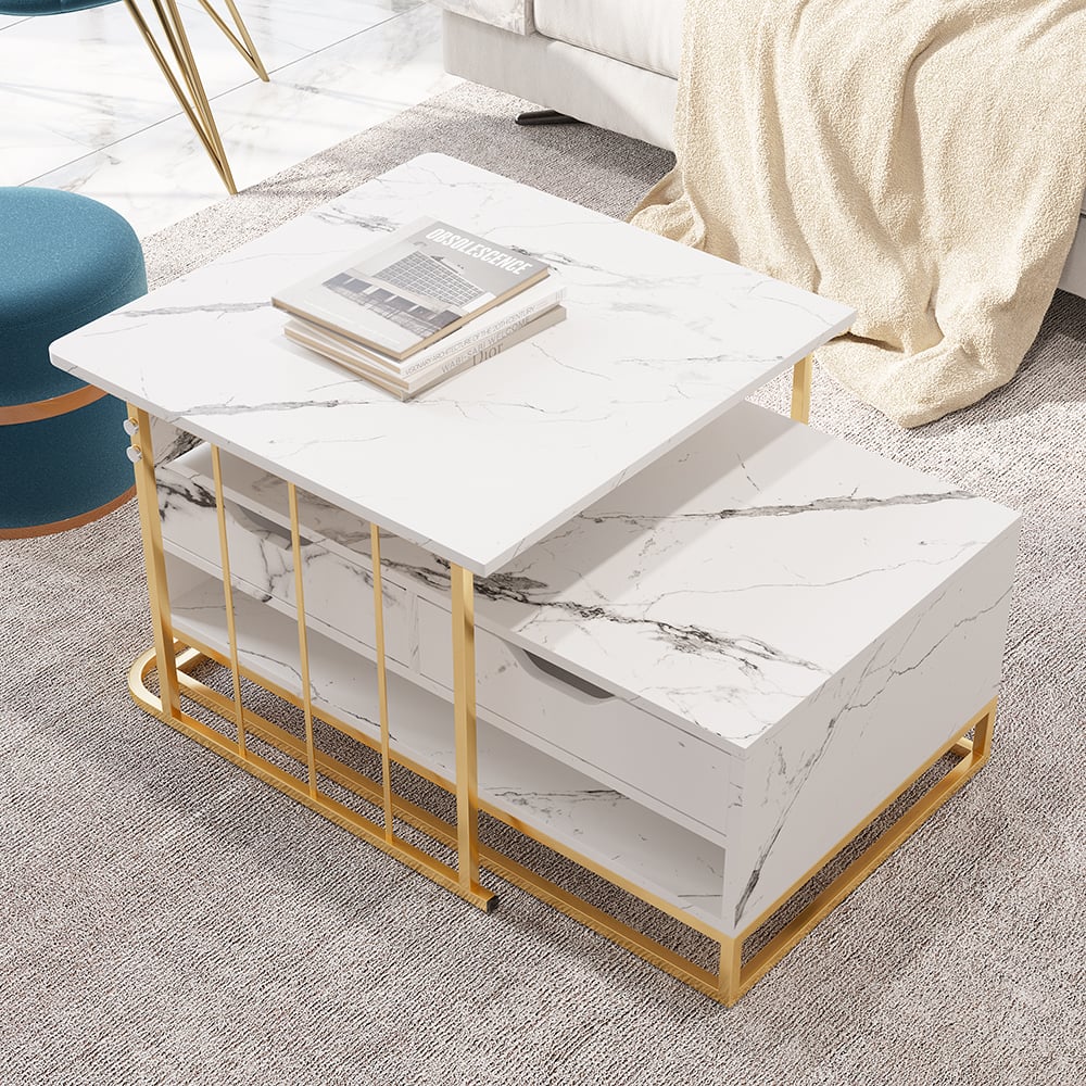 Modern Nesting Table Set with Integrated Storage Drawer