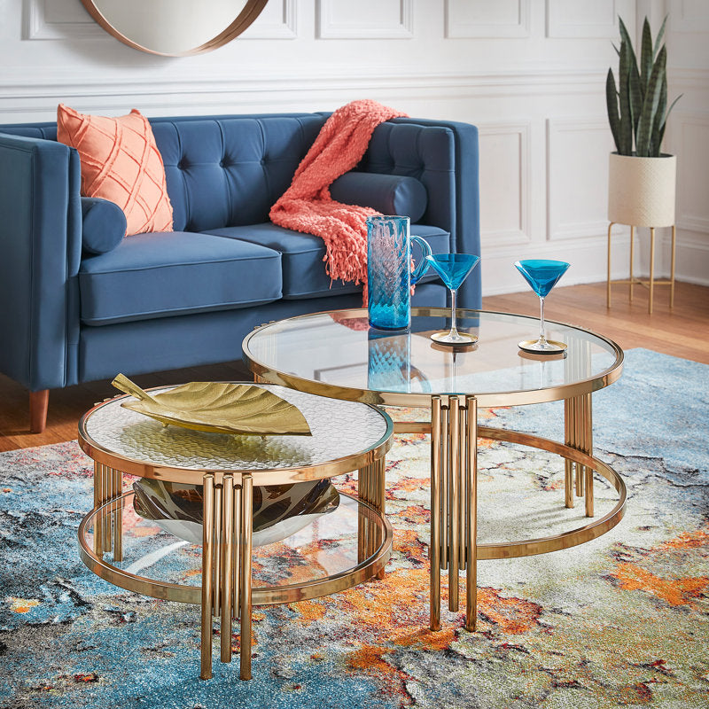 Luxurious Metal Gold Nesting Table Set for Modern Elegance