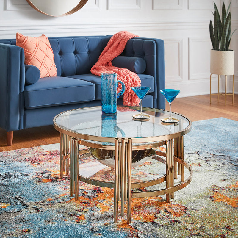 Luxurious Metal Gold Nesting Table Set for Modern Elegance