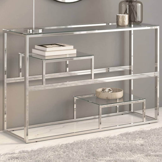 Stainless Steel Console Table with Stylish Storage Solution