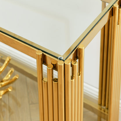 Contemporary Metal Console Table with Sleek Glass Top