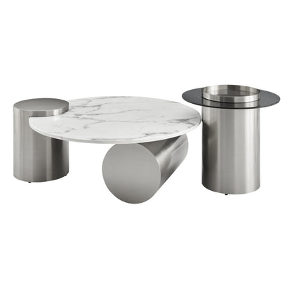 Contemporary Stainless Steel Nesting Table Set for a Polished Look