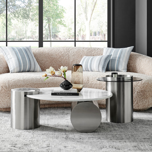 Contemporary Stainless Steel Nesting Table Set for a Polished Look